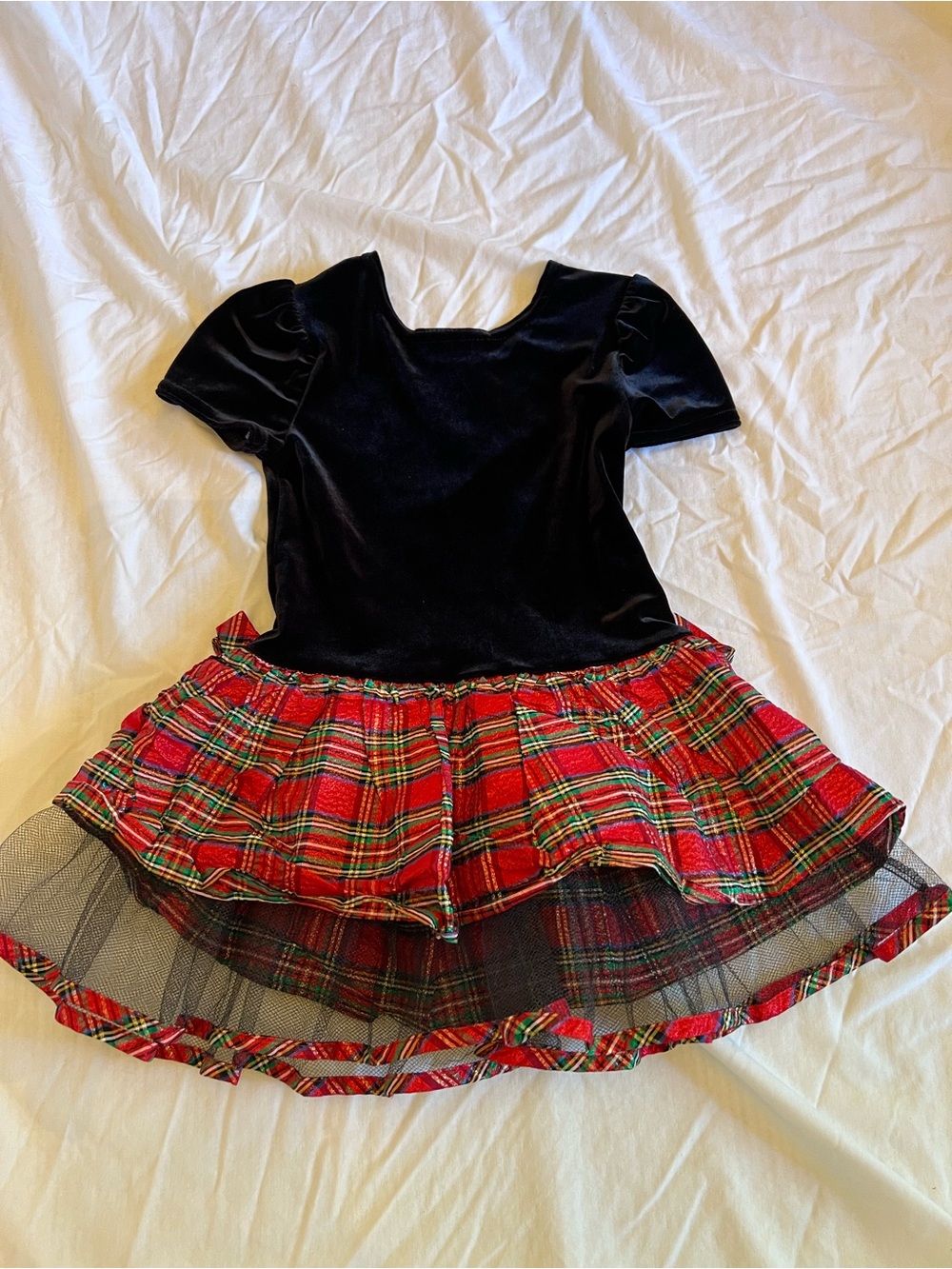 Bonnie Jean Toddler Girls Black Velvet & Red Plaid Drop Waist Holiday Dress, 3T
